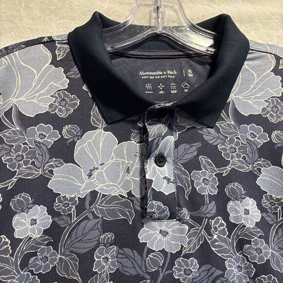 Abercrombie & Fitch Soft A&F Air Knit Super Soft Polo Men's Size XL Blue Floral - Picture 4 of 13